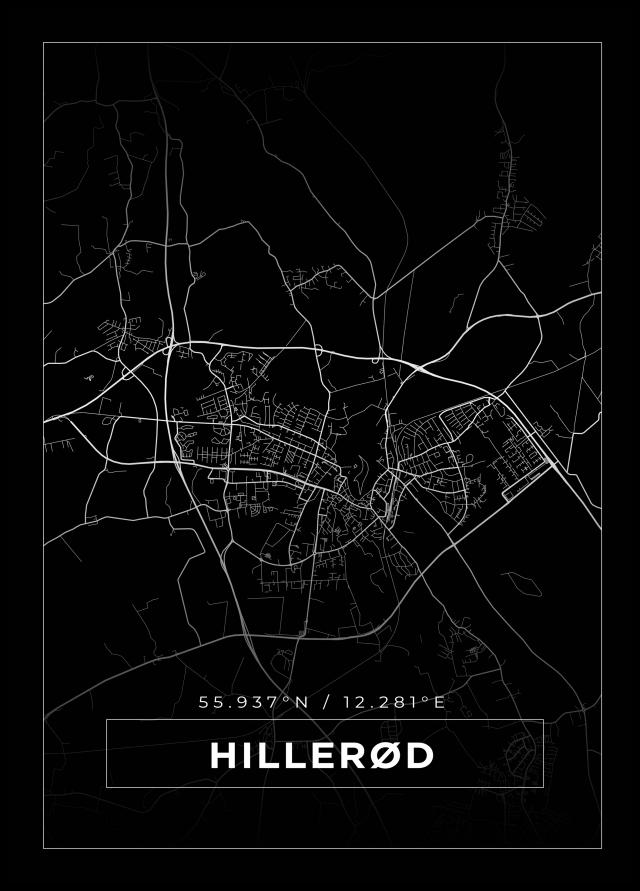 Bildverkstad Map - Hillerød - Black Poster