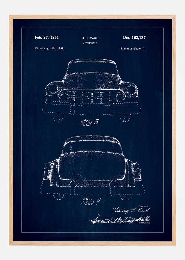 Bildverkstad Patenttekening - Cadillac II - Blauw Poster