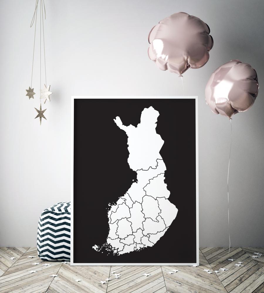 Bildverkstad Map - Finland - White Poster
