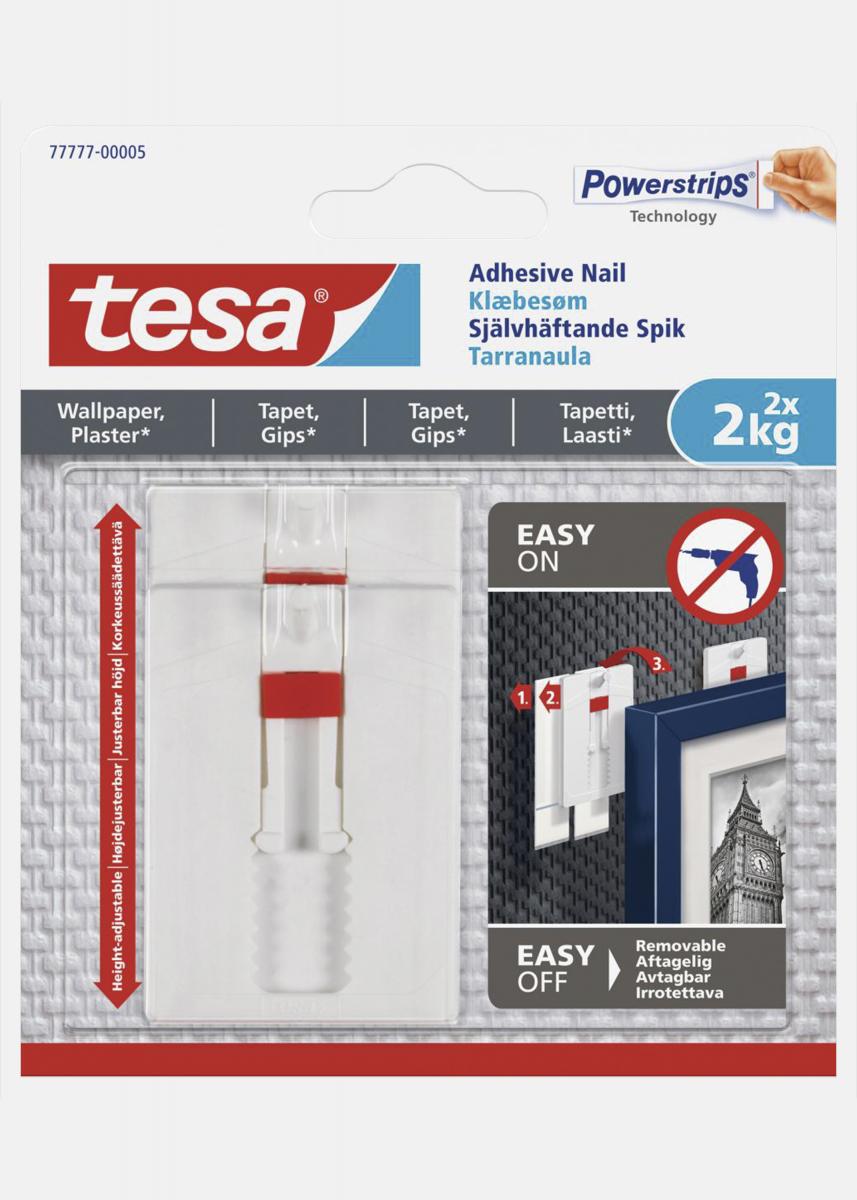 Tesa Tesa - Verstelbare zelfklevende spijker voor alle soorten muren (max 2x2kg)