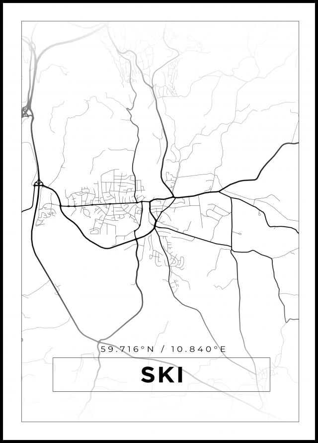 Bildverkstad Map - Ski - White Poster