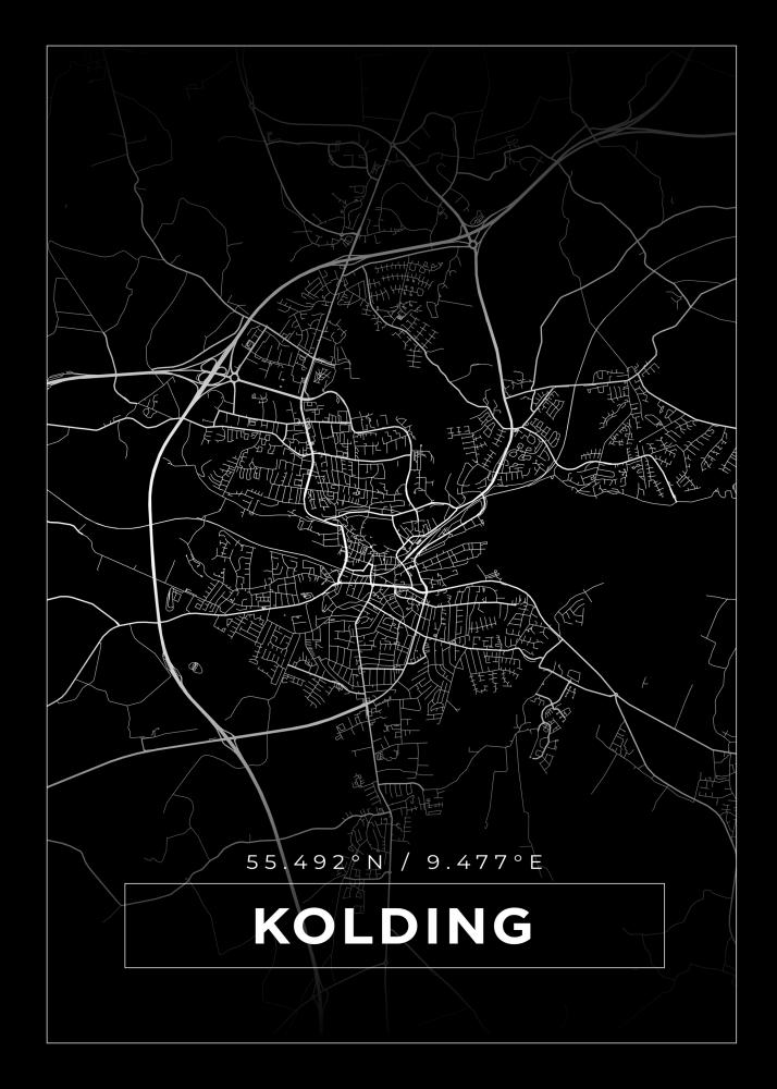 Bildverkstad Map - Kolding - Black Poster