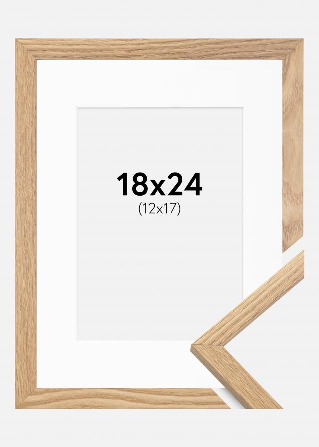 Ram med passepartou Fotolijst Trendy Eiken 18x24 cm - Passe-partout Wit 13x18 cm