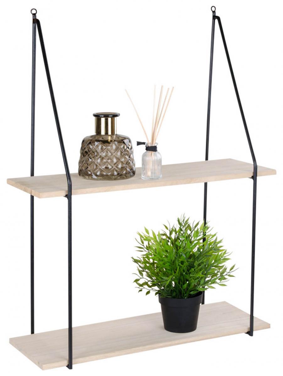House Nordic Wandplank Haag 21x72 cm - Zwart/Hout