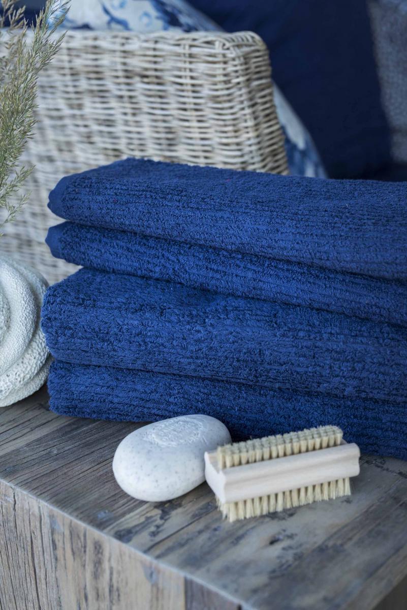 Används ej Gastendoek Stripe Badstof - Marine blauw 30x50 cm
