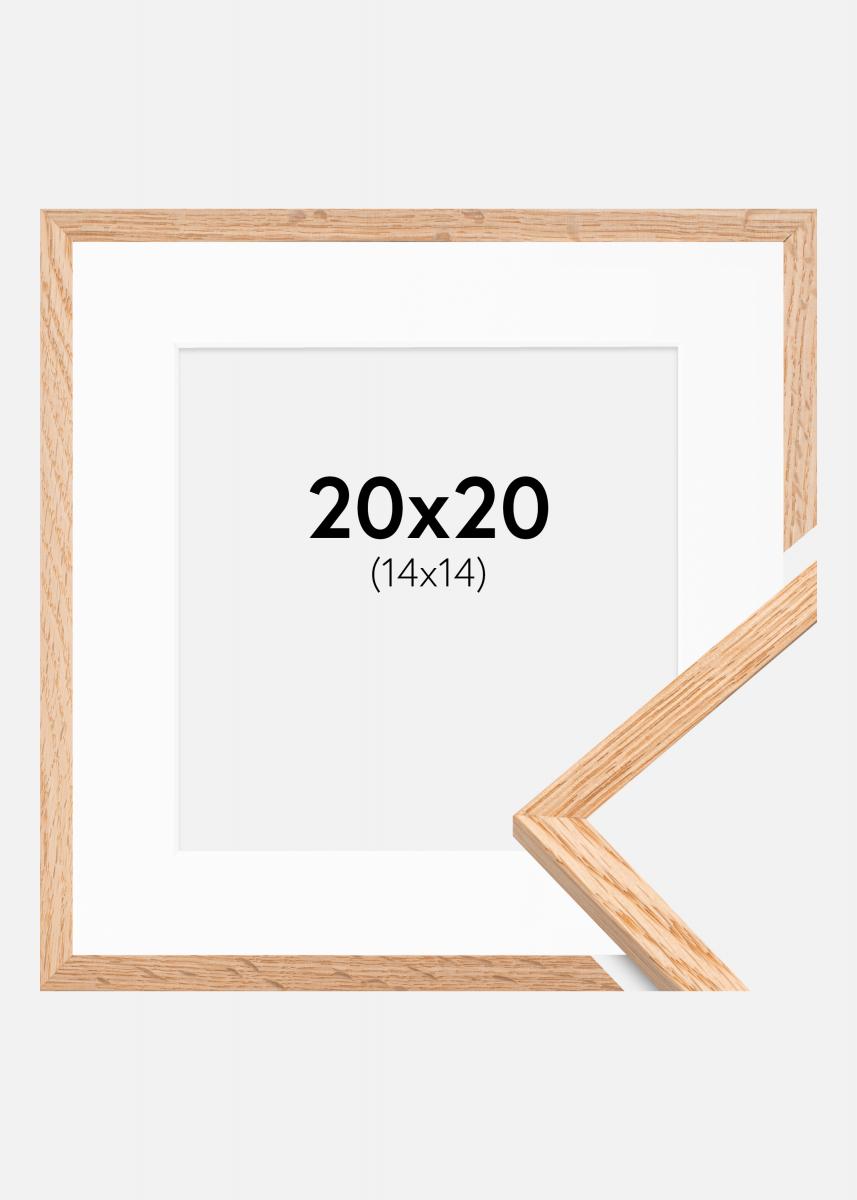 Ram med passepartou Fotolijst Smal Eikenhout 20x20 cm - Passe-partout Wit 15x15 cm