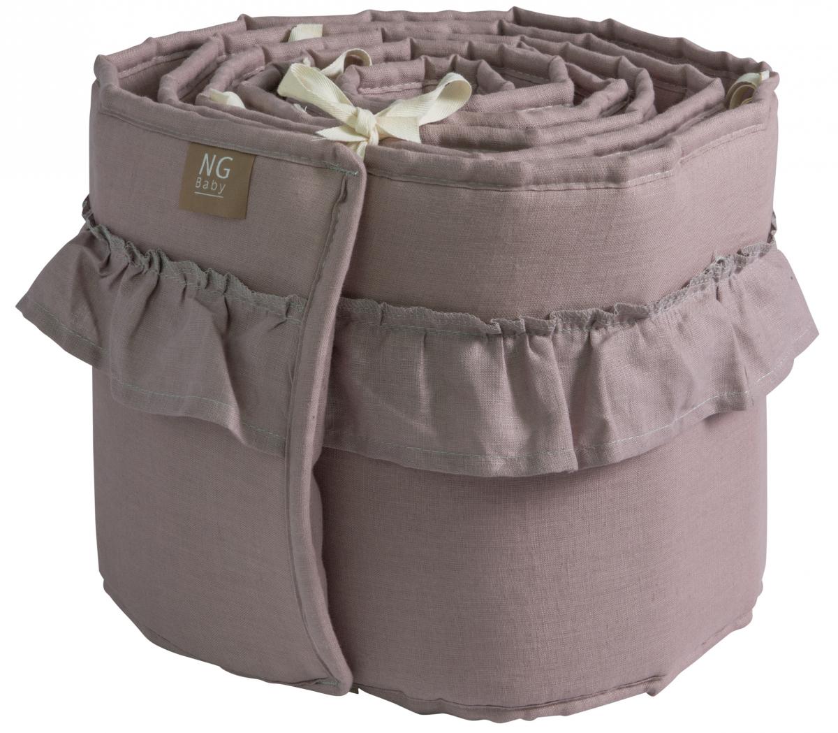NG Baby Bed bumper Volang - Dusty Pink 360x25 cm