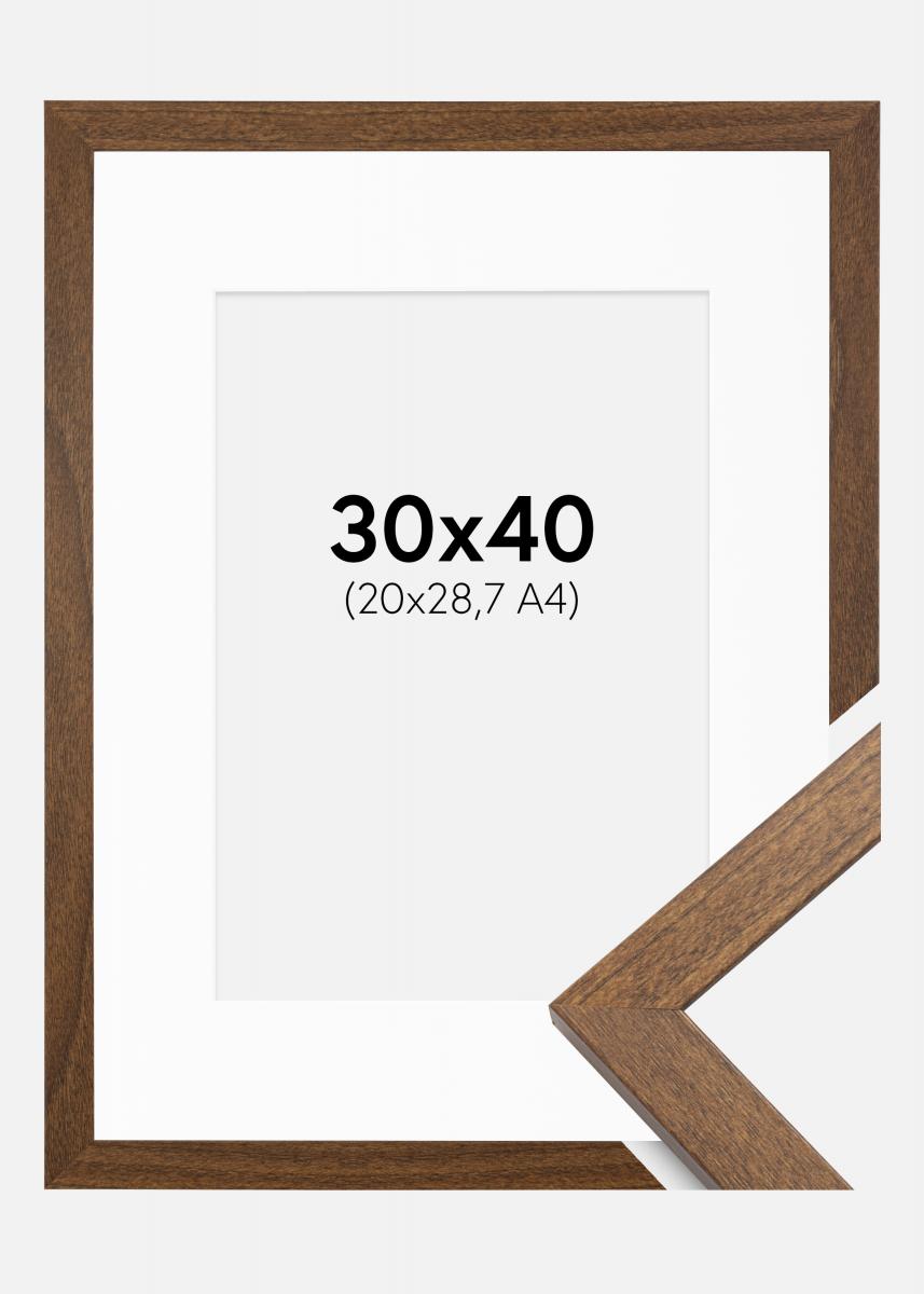Ram med passepartou Fotolijst Stilren Warm Brown 30x40 cm - Passe-partout Wit 21x29,7 cm (A4)