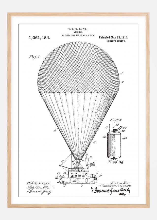 Bildverkstad Patenttekening - Luchtschip - Wit Poster