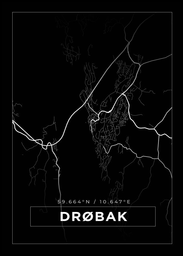 Bildverkstad Map - Drøbak - Black Poster