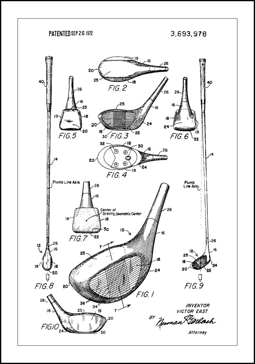 Bildverkstad Patent Print - Golf Club - White Poster