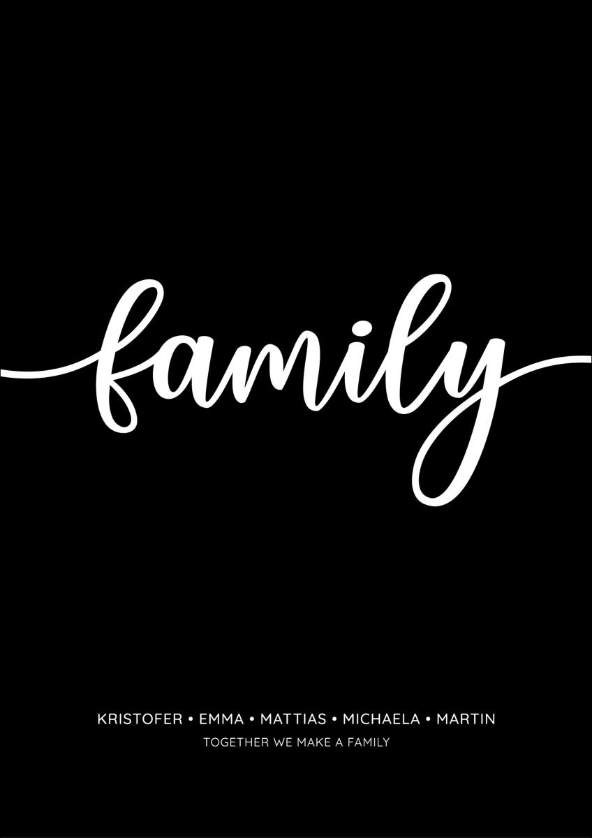 Personlig poster Family - Black