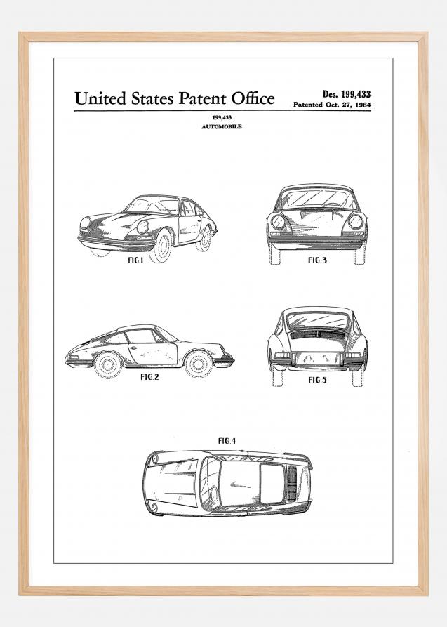 Bildverkstad Patent Print - Porsche 911 Carrera - White Poster