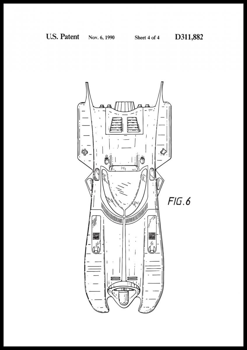 Bildverkstad Patenttekening - Batman - Batmobile 1990 IIII Poster