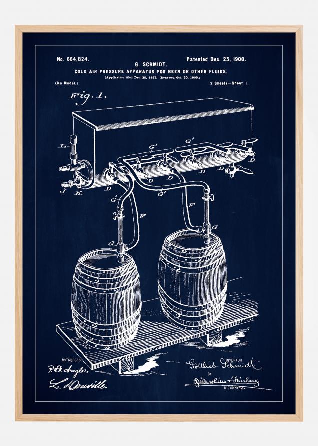 Bildverkstad Patent Print - Beer Kegs - Blue Poster