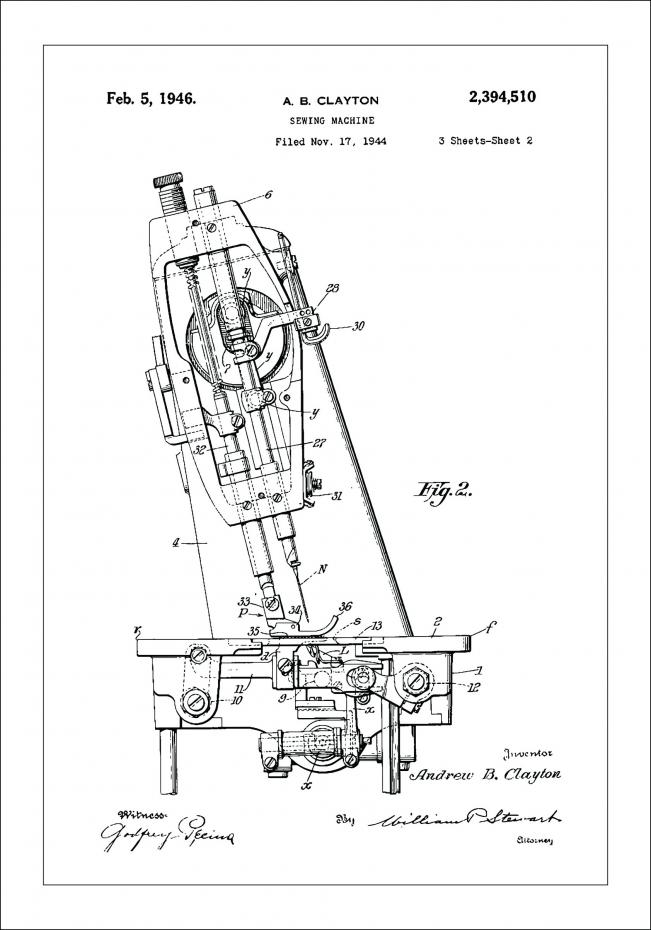 Bildverkstad Patenttekening - Naaimachine II Poster