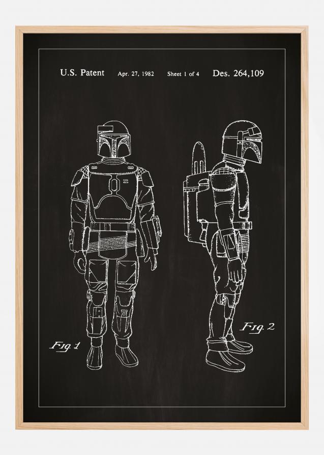 Bildverkstad Patenttekening - Star Wars - Boba Fett - Zwart Poster