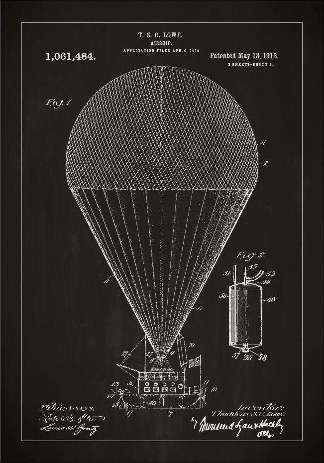 Bildverkstad Patenttekening - Luchtschip - Zwart Poster