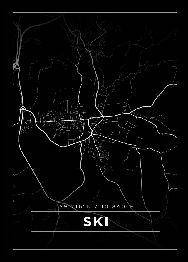 Bildverkstad Map - Ski - Black Poster