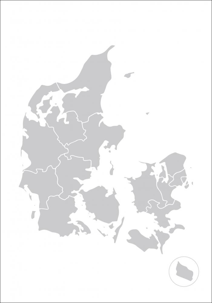 Bildverkstad Map - Danmark - Grijs Poster