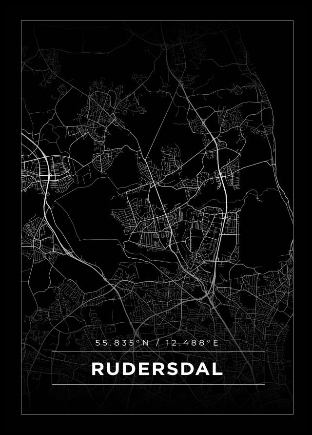 Bildverkstad Map - Rudersdal - Black Poster