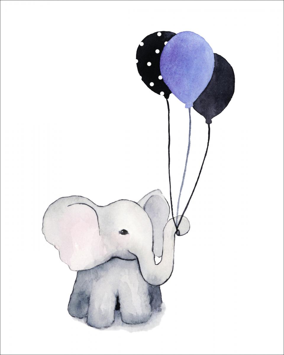 Bildverkstad Elephant With Balloons Poster