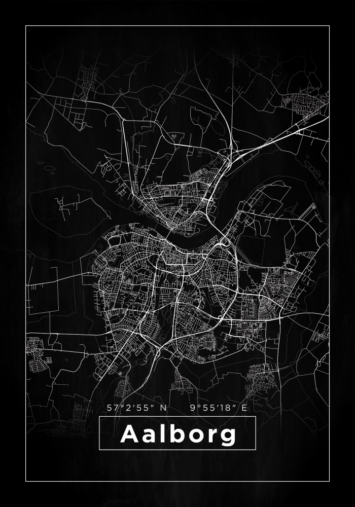Bildverkstad Map - Aalborg - Black Poster