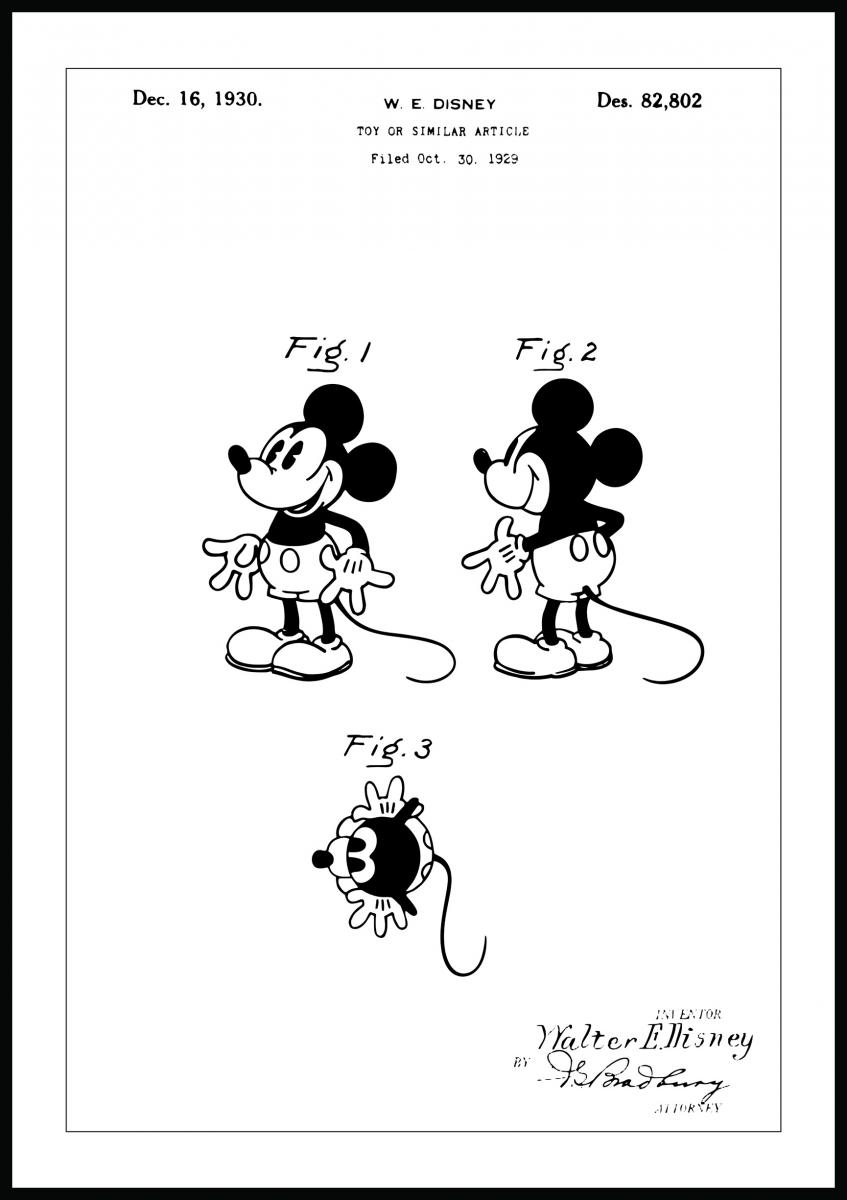 Lagervaror egen produktion Patenttekening - Disney - Mickey Mouse Poster