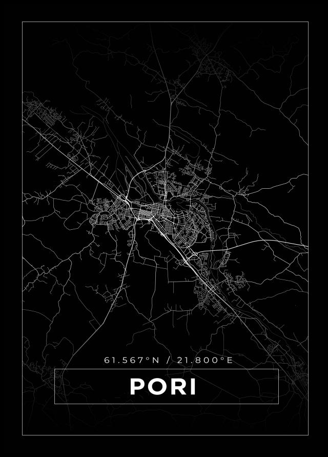 Bildverkstad Map - Pori - Black Poster