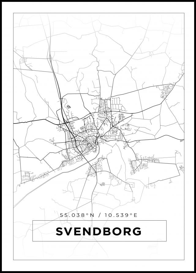 Bildverkstad Map - Svendborg - White Poster