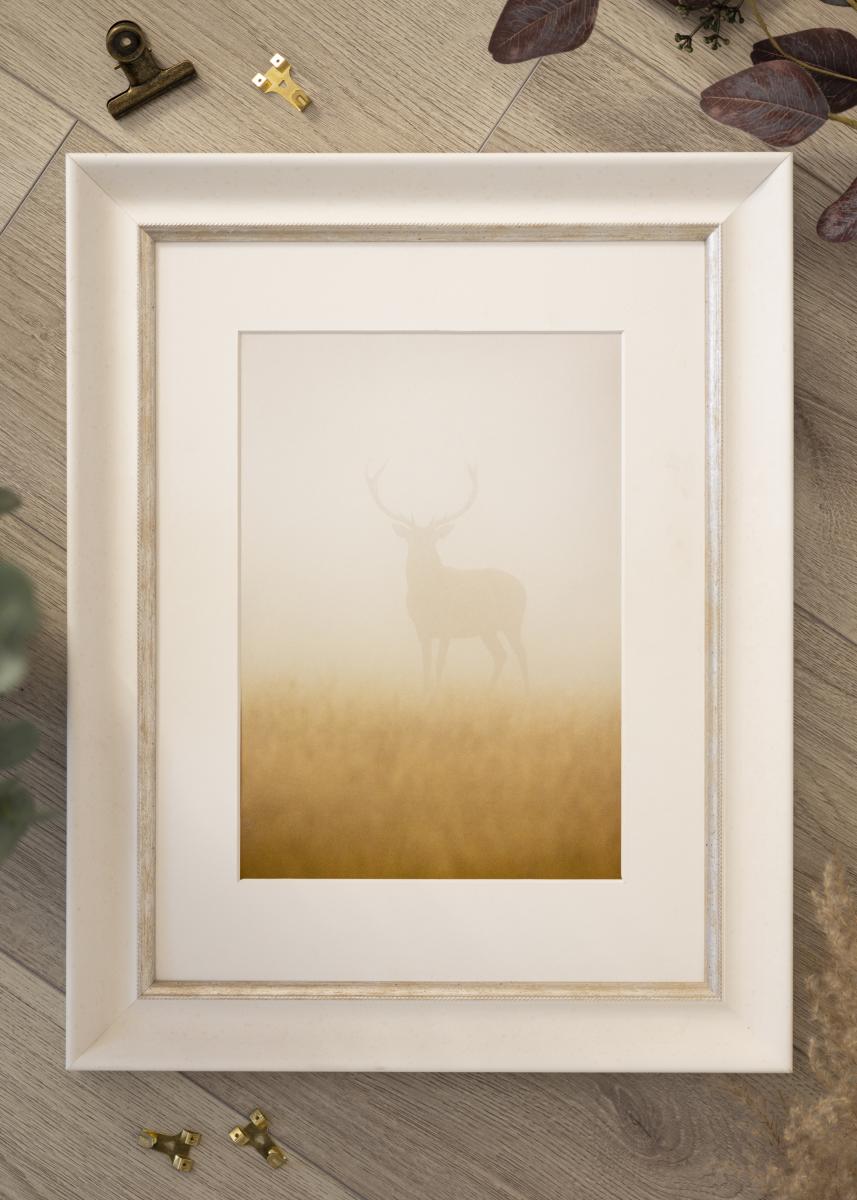 Ramverkstad 60x90 Ombud Fotolijst shammar Wit/Zilver - Formaat naar keuze