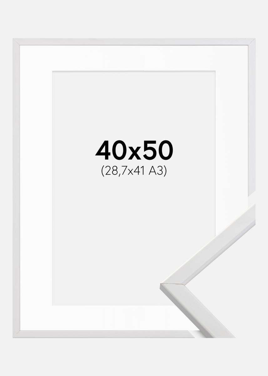 Ram med passepartou Fotolijst Galant Wit 40x50 cm - Passe-partout Wit 29,7x42 cm (A3)