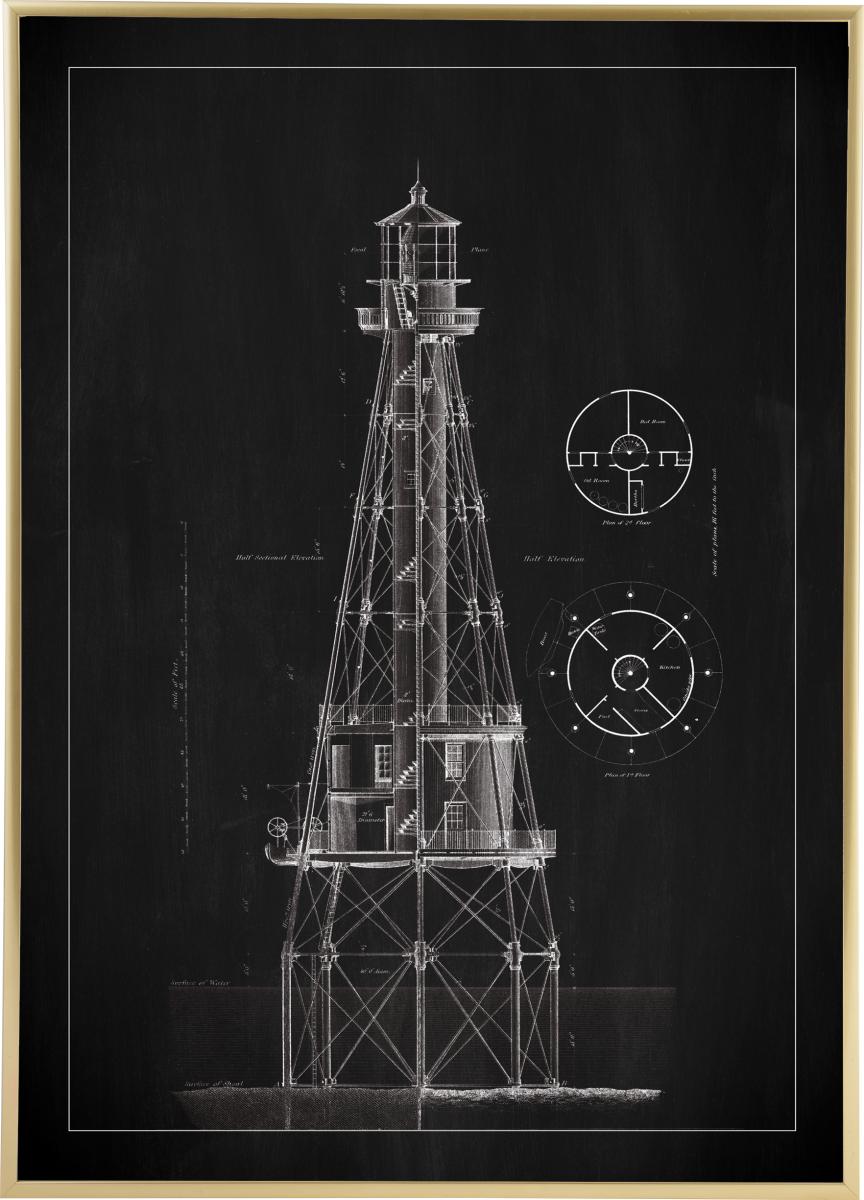 Bildverkstad Schoolbord - Vuurtoren - Ship Shoal Lighthouse Poster