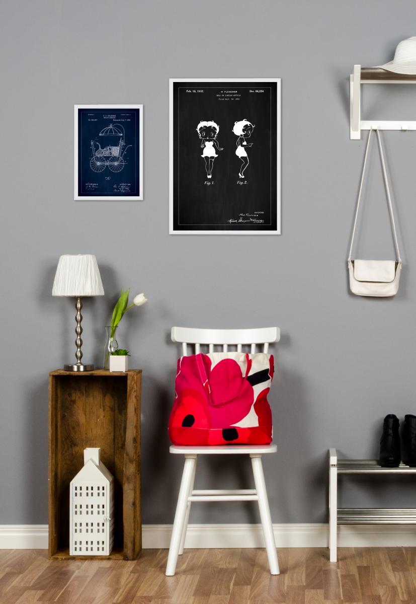 Bildverkstad Patenttekening - Betty Boop - Zwart Poster