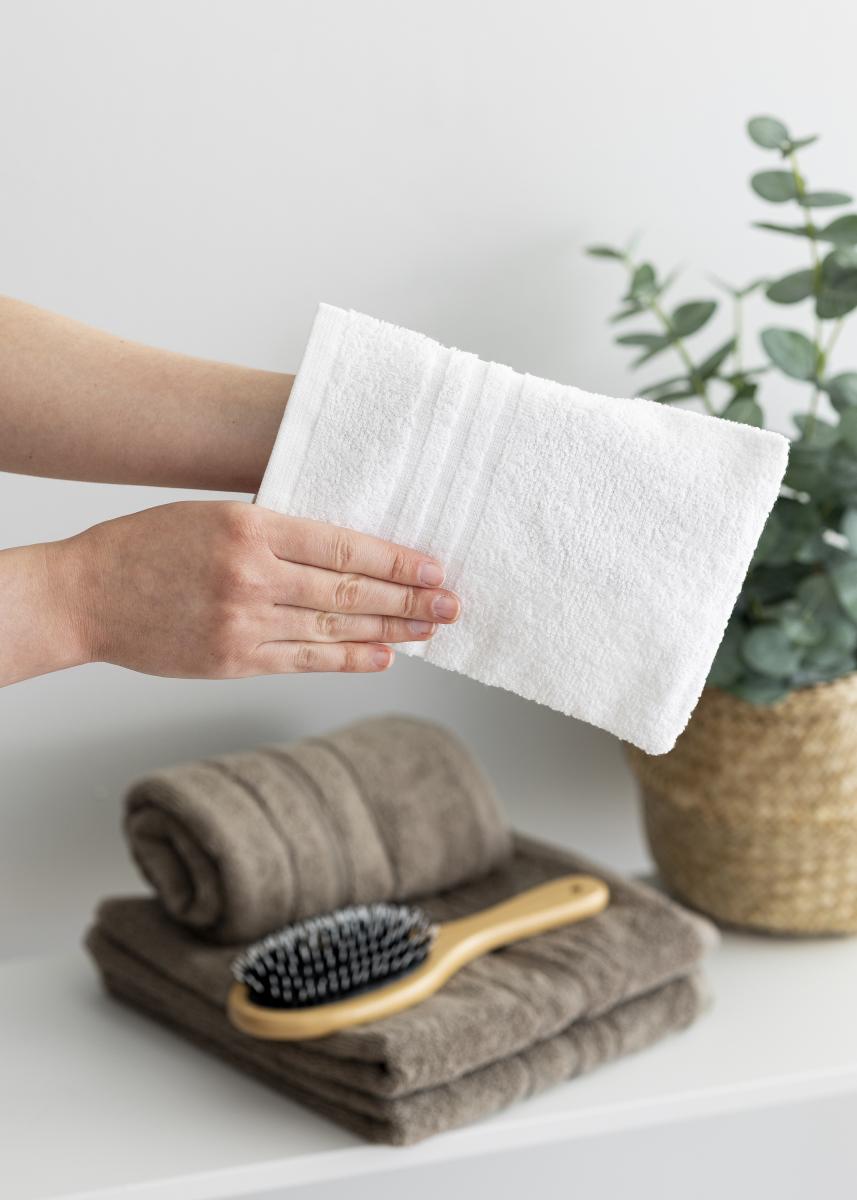 Borganäs of Sweden Washandje Basic Badstof - Wit 15x21 cm