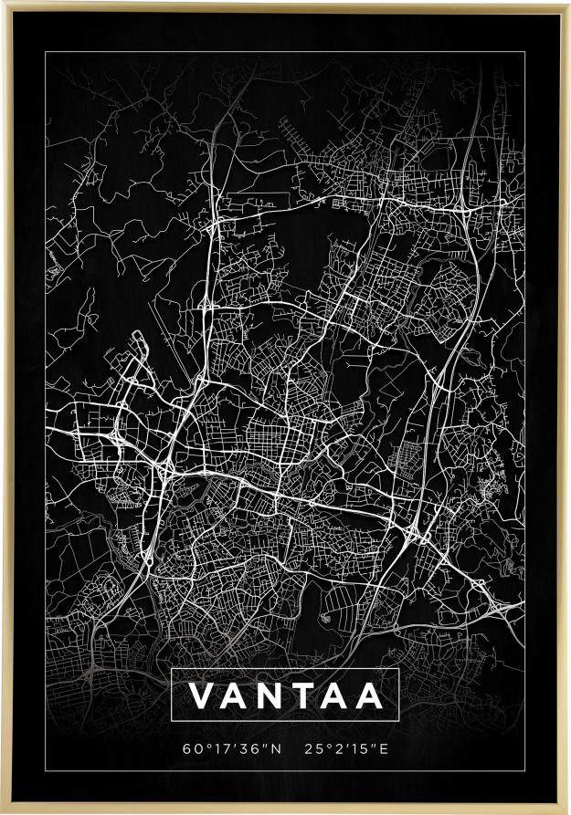Bildverkstad Map - Vantaa - Black Poster