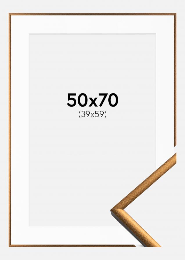 Ram med passepartou Fotolijst New Lifestyle Brons 50x70 cm - Passe-partout Wit 40x60 cm