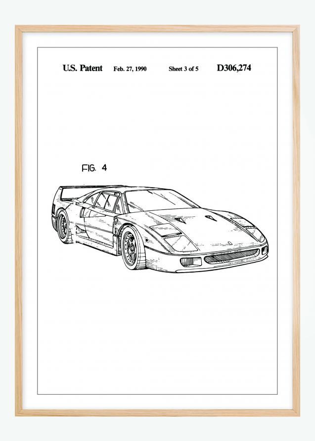 Lagervaror egen produktion Patenttekening - Ferrari F40 II Poster