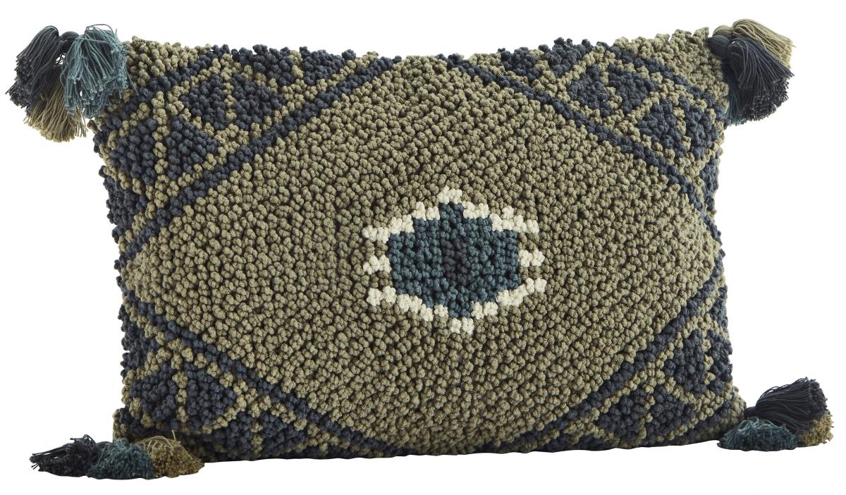 Madam Stoltz Kussenhoes Tassles - Khaki 40x60 cm