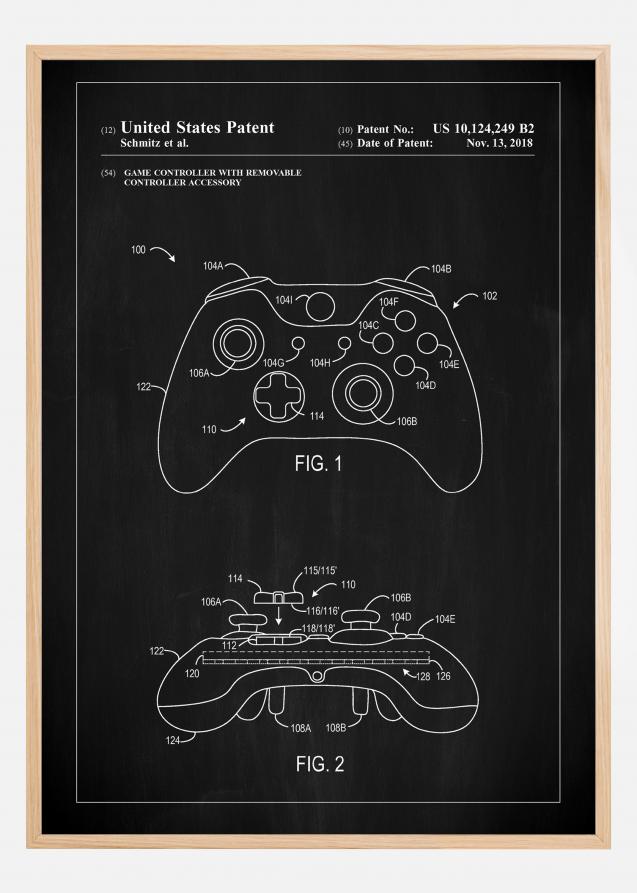 Bildverkstad Patent Print - Game Controller III - Black Poster