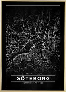 Bildverkstad Map - Göteborg - Black Poster
