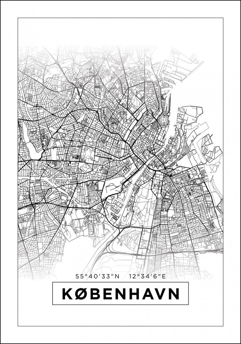Bildverkstad Map - Kbenhavn - White Poster
