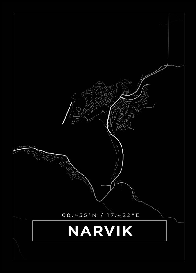 Bildverkstad Map - Narvik - Black Poster