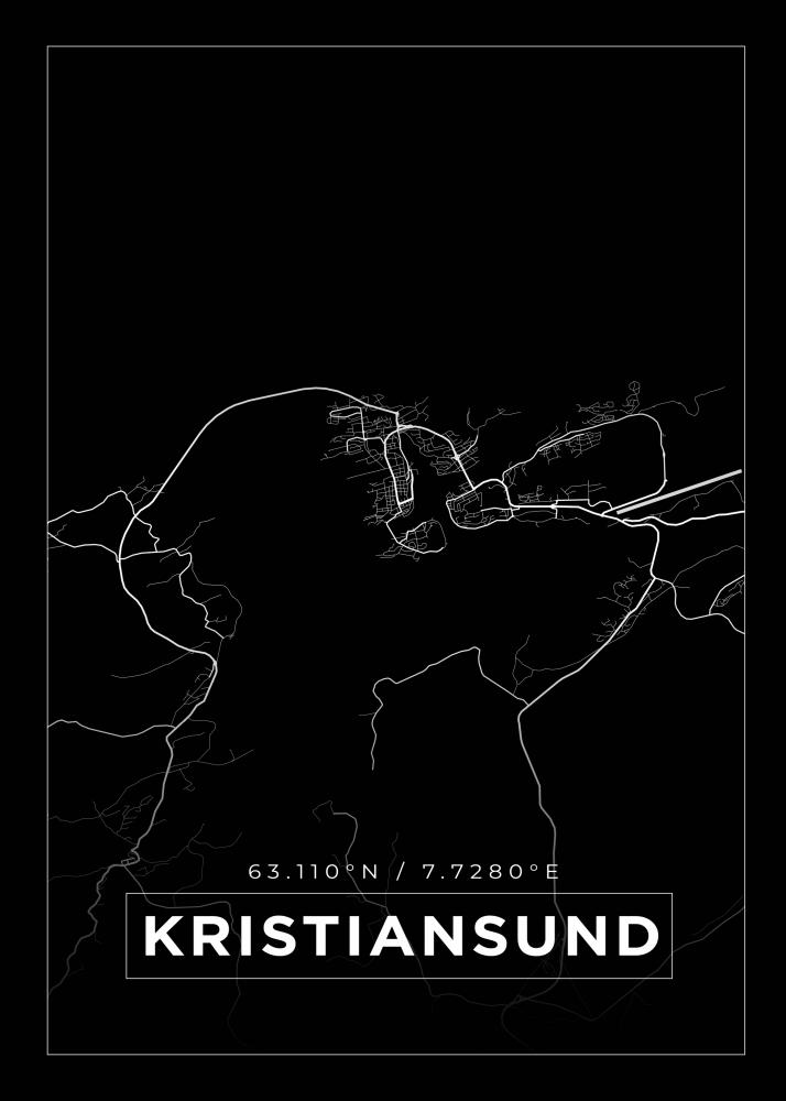Bildverkstad Map - Kristiansund - Black Poster