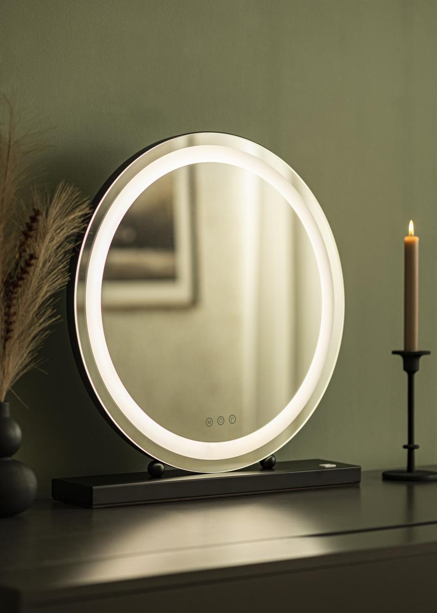 motto voering Beroep Koop KAILA Make-up spiegel Round LED Zwart 50 cm Ø hier - BGA.NL