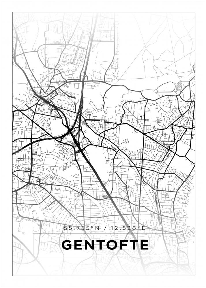 Bildverkstad Map - Gentofte - White Poster