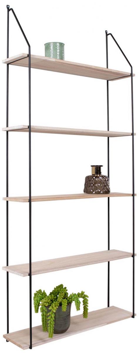 House Nordic Wandplank Eindhoven 65x145 cm - Zwart/Hout