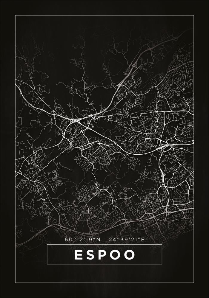 Bildverkstad Map - Espoo - Black Poster