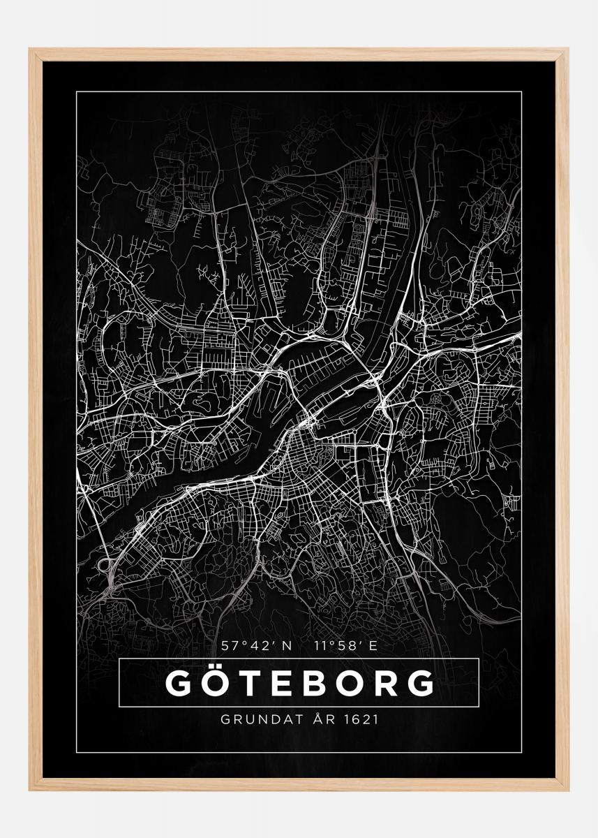 Bildverkstad Map - Gteborg - Black Poster