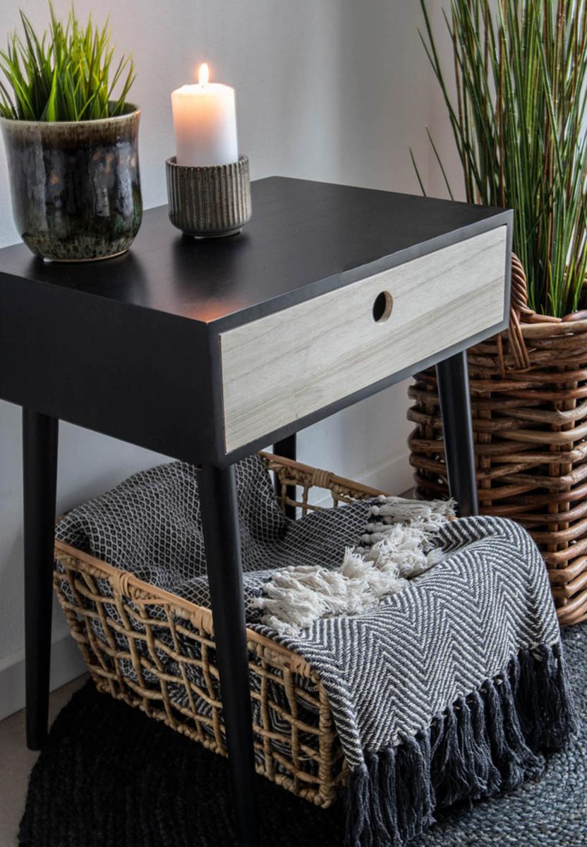 House Nordic Nachtkastje Parma 32x45 cm - Zwart/Hout